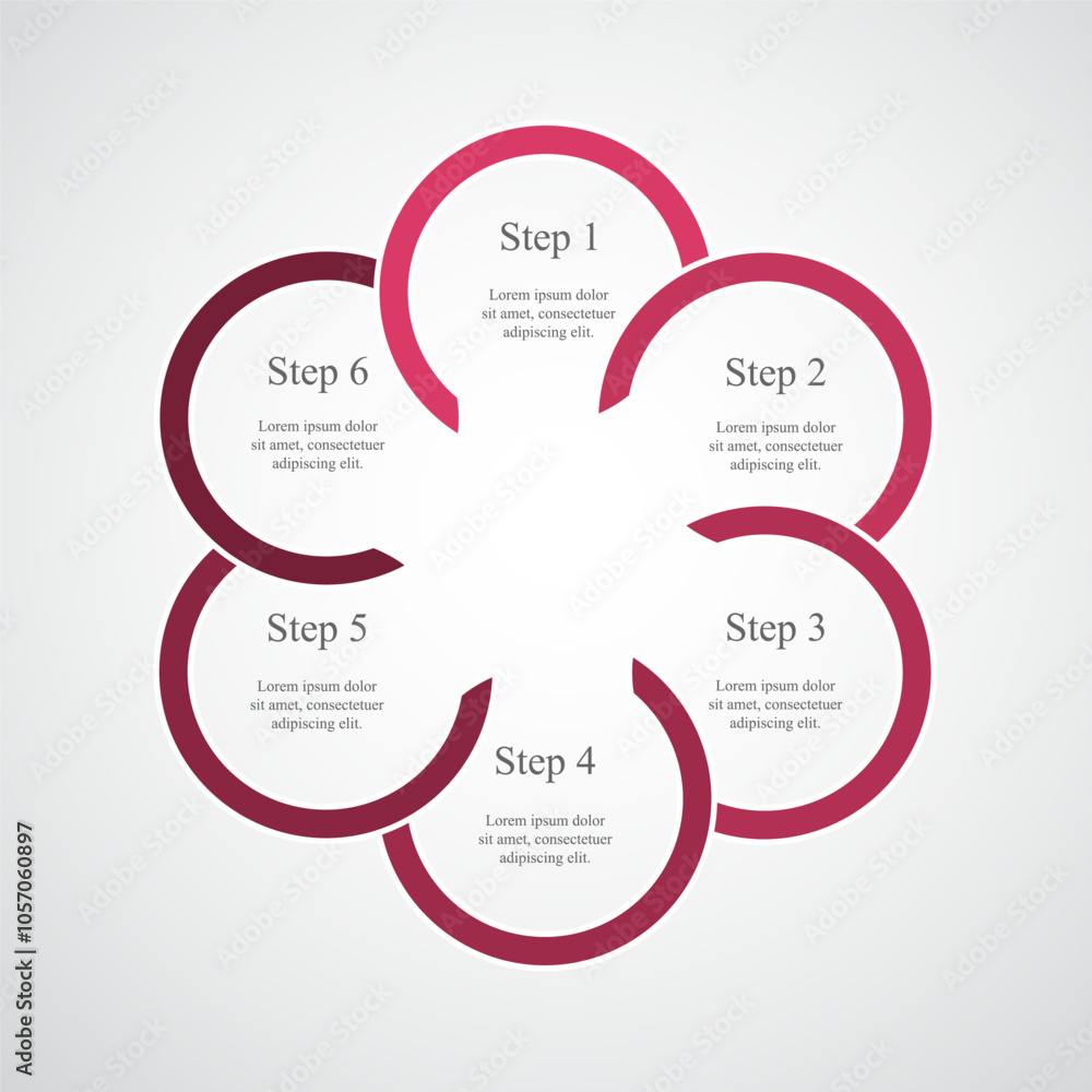 Step by step pink infographic template with 6 steps, options, parts or processes. Step by step pink infographic template with 6 steps, options, parts or processes.
