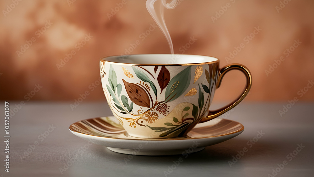A ceramic coffee cup with a unique handpainte ai generative A ceramic coffee cup with a unique handpainte ai generative