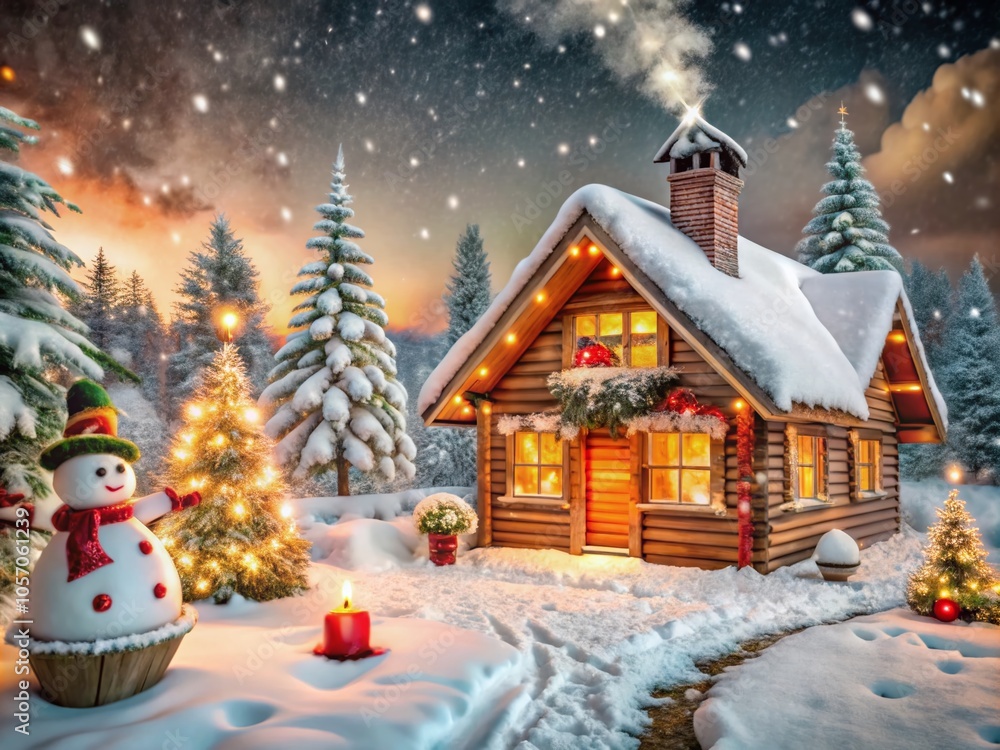 Enchanting Christmas Panoramic Scene with Twinkling Lights and Festive Decorations Enchanting Christmas Panoramic Scene with Twinkling Lights and Festive Decorations
