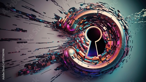 A glitchy, amorphous, and distorted key hole type 2 background