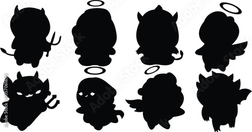Devils silhouette,Germs collection, Harmful germs collection, silhouette of animals

