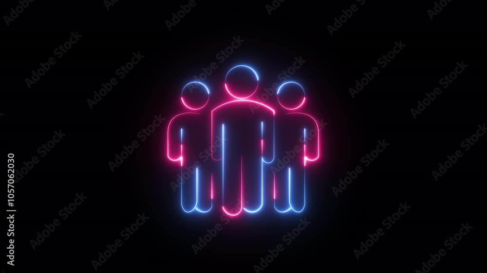 Glowing neon Team Building icon sign animation. Glowing neon Team Building icon sign animation.