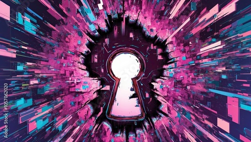 A glitchy, amorphous, and distorted key hole type 1 background