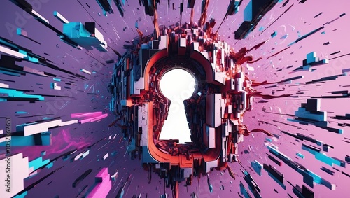 A glitchy, amorphous, and distorted key hole type 1 background