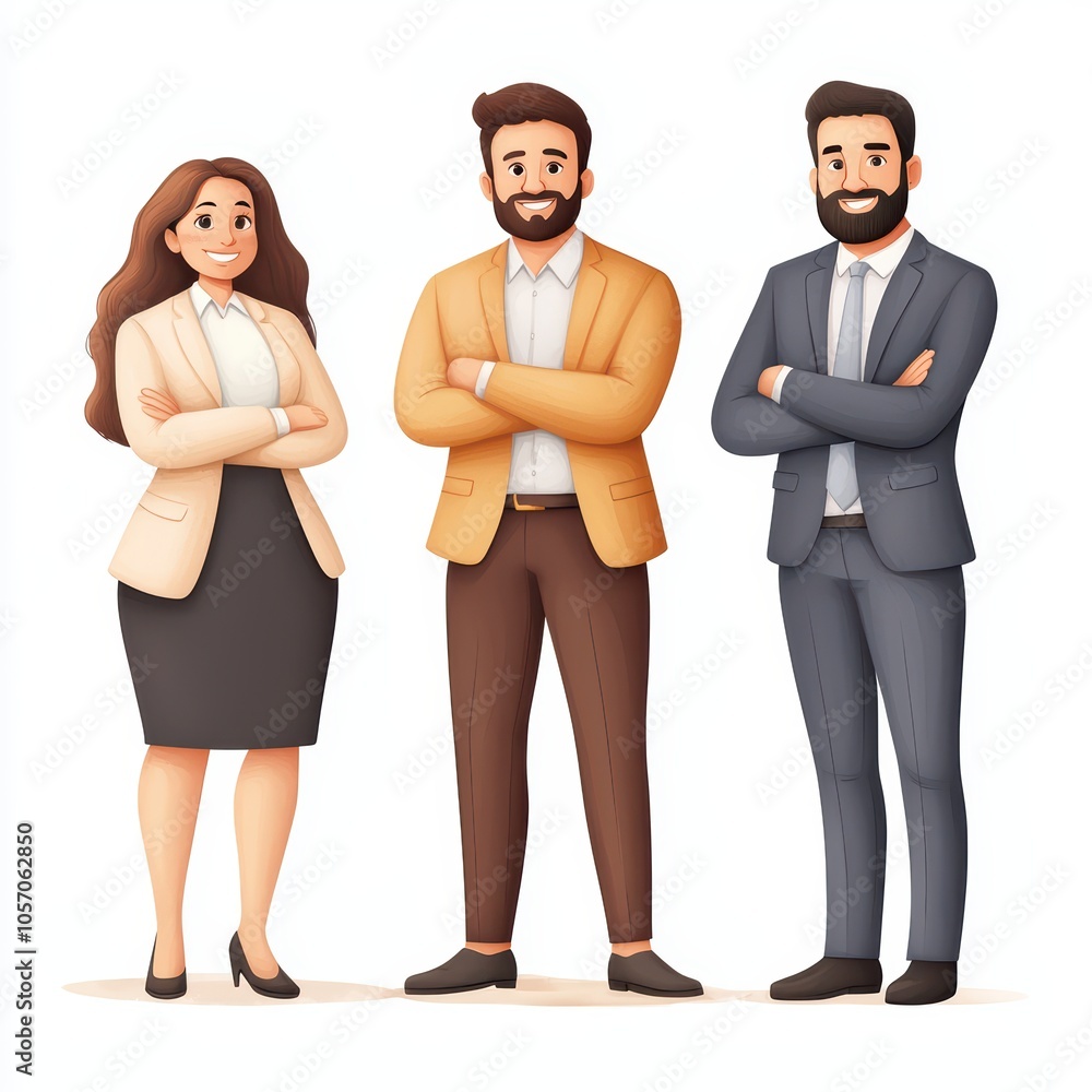 Fototapeta premium Three professional individuals standing confidently, showcasing teamwork and collaboration.