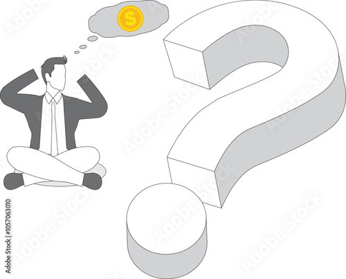 Isolated person, Sad Businessman sitting on the ground thinking about problems