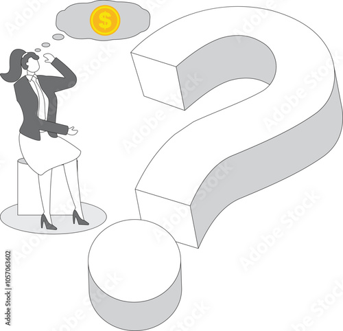 Isolated person, Sad Businesswoman sitting on the ground thinking about problems