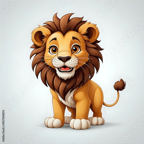 Cartoon lion resting on a white background. photo