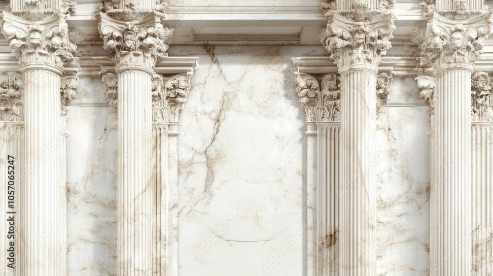Wallpaper with classic Roman motifs of columns and marble texture, perfect for vintage decor, isolated on white Wallpaper with classic Roman motifs of columns and marble texture, perfect for vintage decor, isolated on white