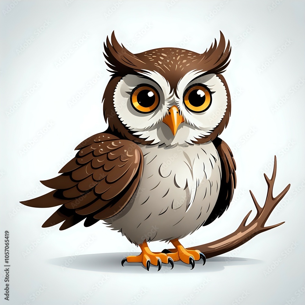 Obraz premium Owl perched on a branch with large eyes