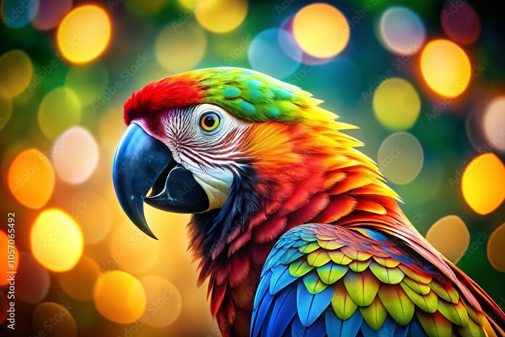 Obraz premium Exotic Parrot Logo Design with Color Gradient for Business Card - Bokeh Effect Background
