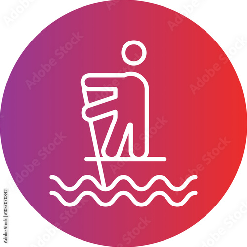 Standup Paddleboarding Icon Style