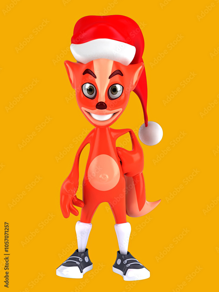 Naklejka premium Fun 3D cartoon fox