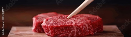 Close-up RAW Style of Japanese A5 Kobe beef certificate, authentic grading photo