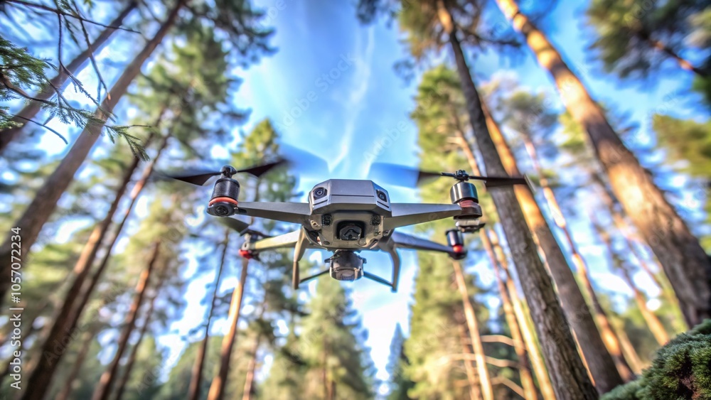 Flying Drone Over Trees - Captivating Tilt-Shift Photography of Aerial Adventure in Nature Flying Drone Over Trees - Captivating Tilt-Shift Photography of Aerial Adventure in Nature