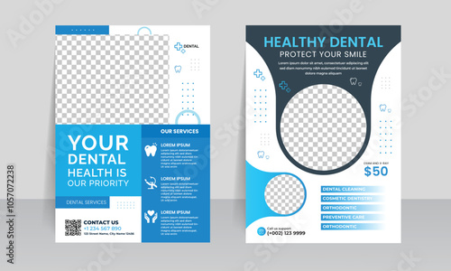 dental and dentist medical flyer design template