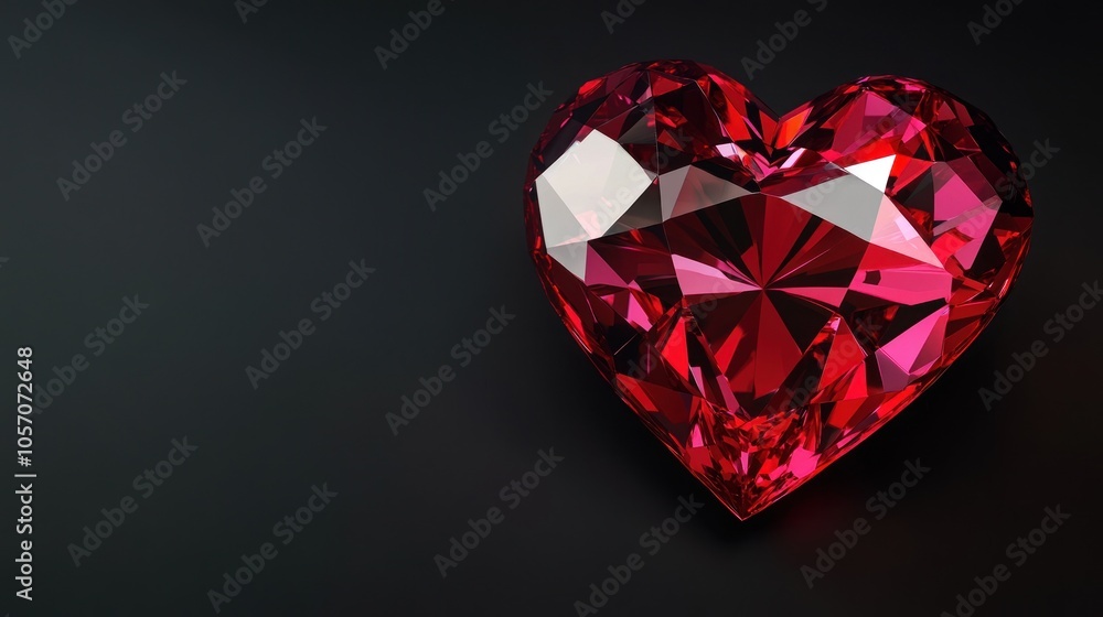 Red Heart Gemstone on a Black Background Red Heart Gemstone on a Black Background