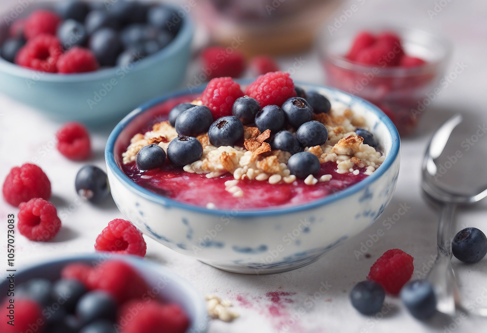 Acai bowl blueberry raspberry breakfast Acai bowl blueberry raspberry breakfast