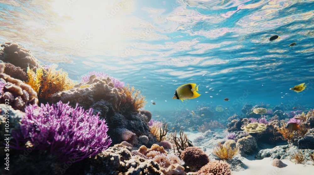 Obraz premium Underwater Splendor: Coral Reefs and Tropical Fish in 4K UHD