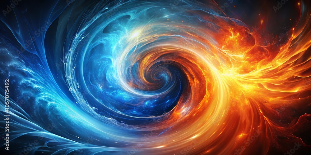 Cosmic Dance of Opposing Forces A Whirlwind of Blue and Orange Energy Cosmic Dance of Opposing Forces A Whirlwind of Blue and Orange Energy