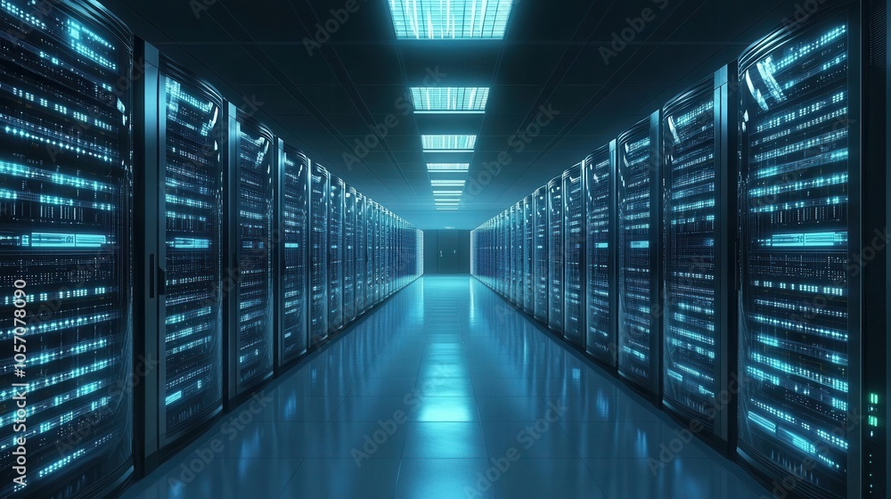 Cloud computing data center illustration, showing data transfer between cloud servers, vector format Cloud computing data center illustration, showing data transfer between cloud servers, vector format