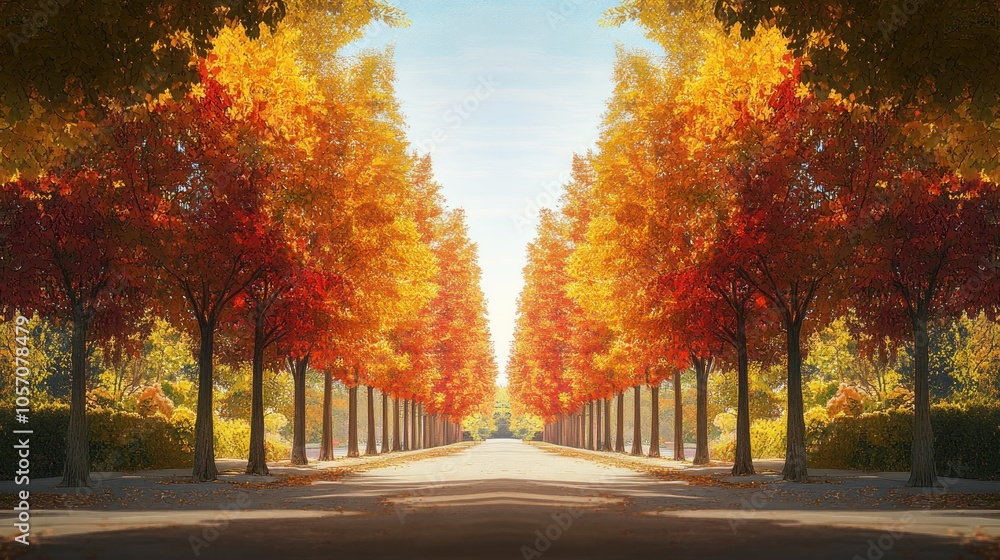 Obraz premium Autumnal Tree Lined Path