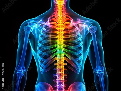 Wallpaper Mural Full Spine X-Ray Analysis for Orthopedic Examination - High Dynamic Range Imaging of Vertebrae and Spinal Health Torontodigital.ca