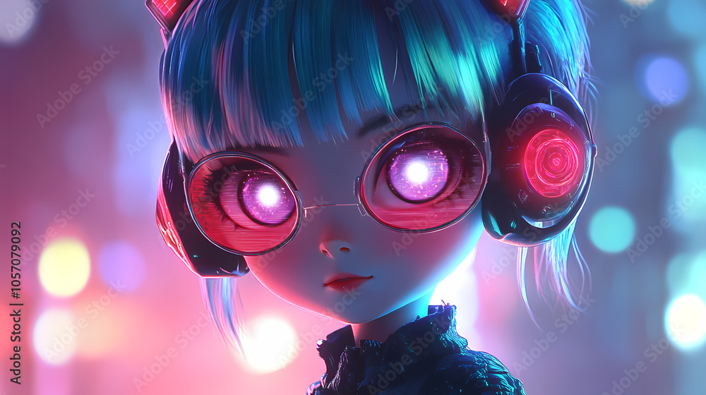 Chibi Yokai Fantasy Character: Solarpunk Synthwave Fusion Art Chibi Yokai Fantasy Character: Solarpunk Synthwave Fusion Art