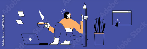 Web designer - vector flat illustration