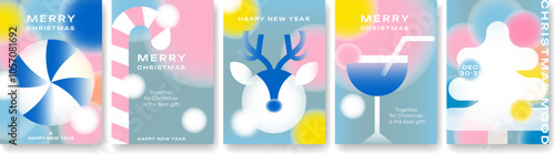 Christmas and New Year backgrounds with blur effect in winter, pastel colors. Ideal for advertising, greetings, invitations, banners and other Christmas projects. Simple design for the holiday season.