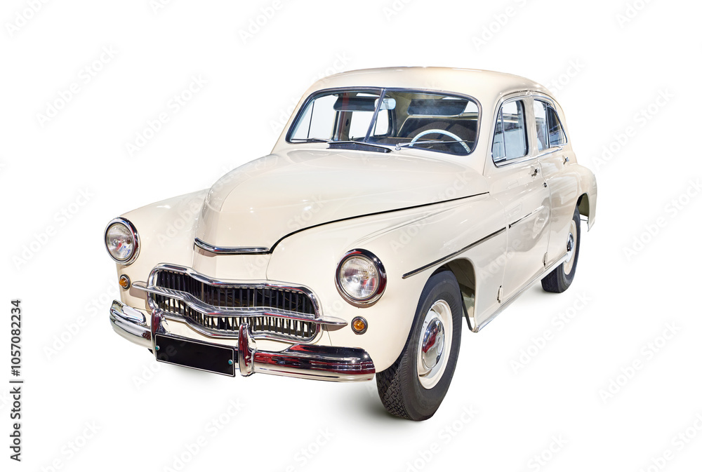 White retro car isolated on white White retro car isolated on white