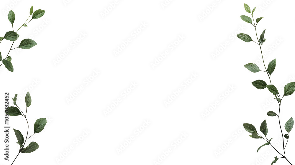 Green floral border on white background, a beautiful frame for invitations, cards, web design Green floral border on white background, a beautiful frame for invitations, cards, web design
