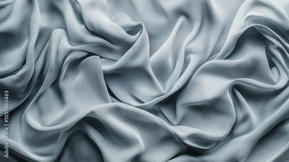 Obraz premium Wrinkled fabric texture in cool gray tones, forming a subtle, organic pattern