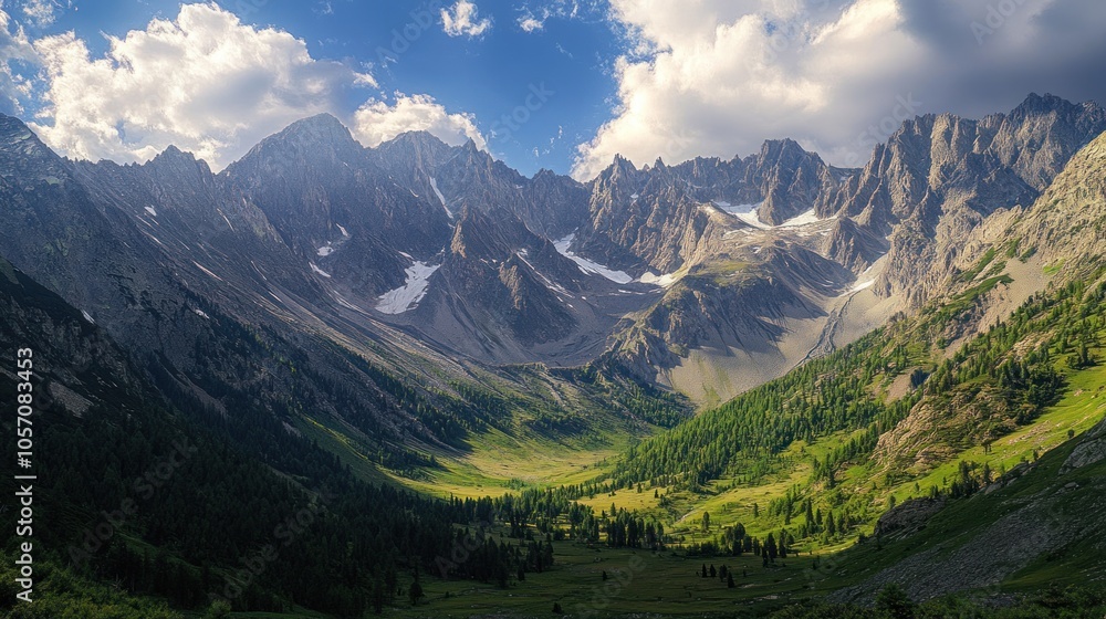 Majestic Mountain Range with Snow-Capped Peaks Majestic Mountain Range with Snow-Capped Peaks