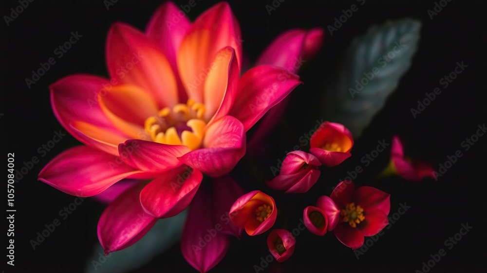 Beautiful close-up shot of a vibrant purple flower against a sleek black background, plant, beauty Beautiful close-up shot of a vibrant purple flower against a sleek black background, plant, beauty
