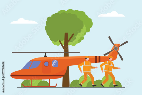  Rescue concept. Colored flat vector illustration isolated.