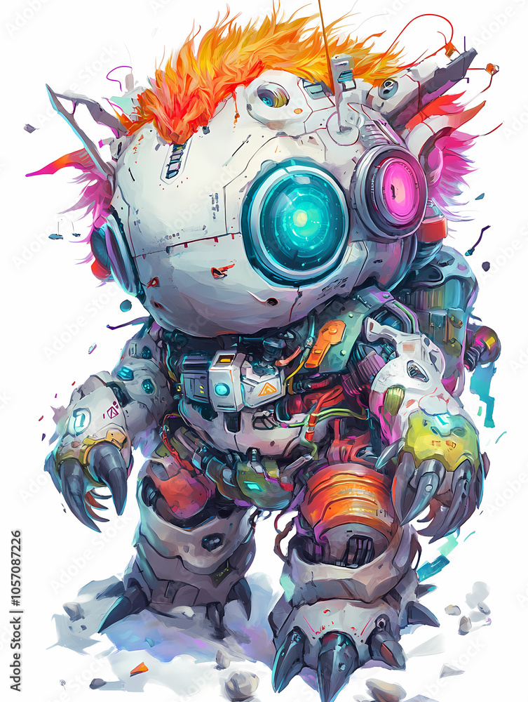 Mystical Yokai Chibi in Solarpunk and Synthwave Style: Anime Illustration Mystical Yokai Chibi in Solarpunk and Synthwave Style: Anime Illustration