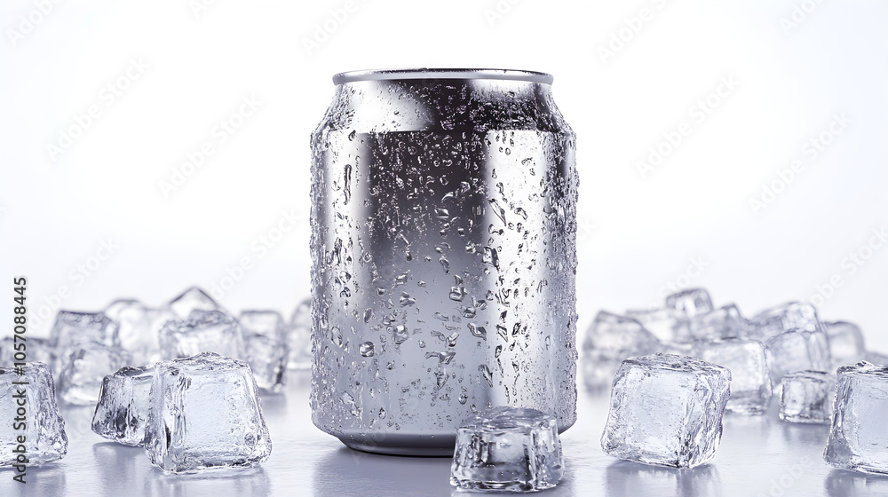 Soda can with ice cubes surrounding it Soda can with ice cubes surrounding it