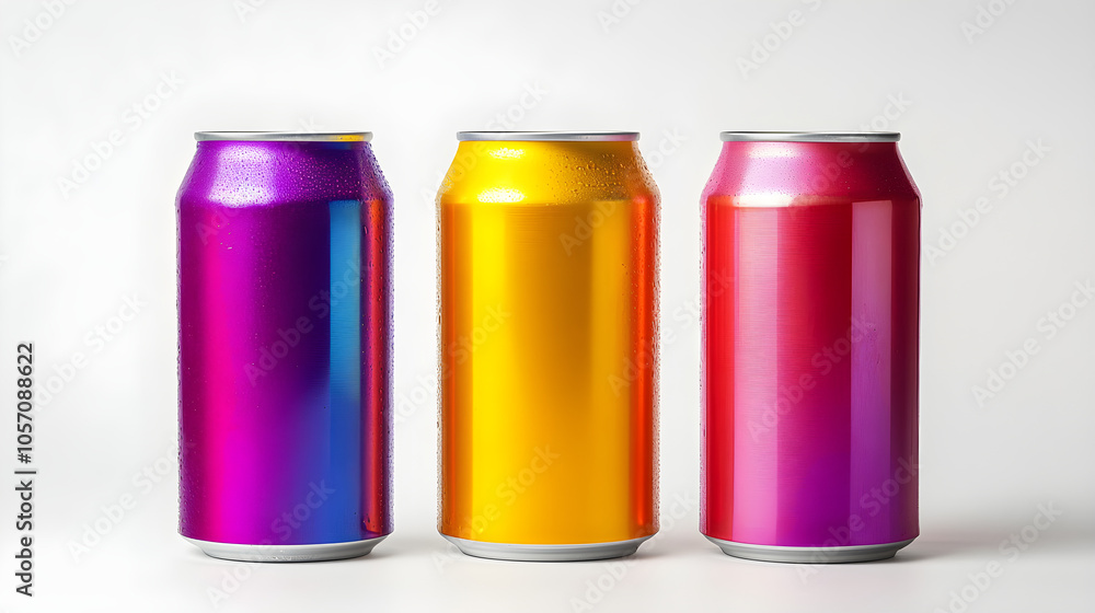 Three soda cans in different colors Three soda cans in different colors