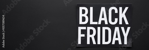 Black Friday Sale Banner with Bold White Text on Black Background.