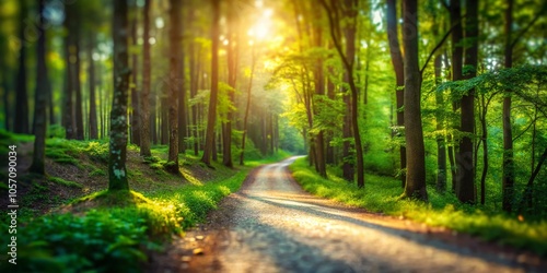 Gravel Path in Lush Forest - Tilt-Shift Photography for Nature Lovers