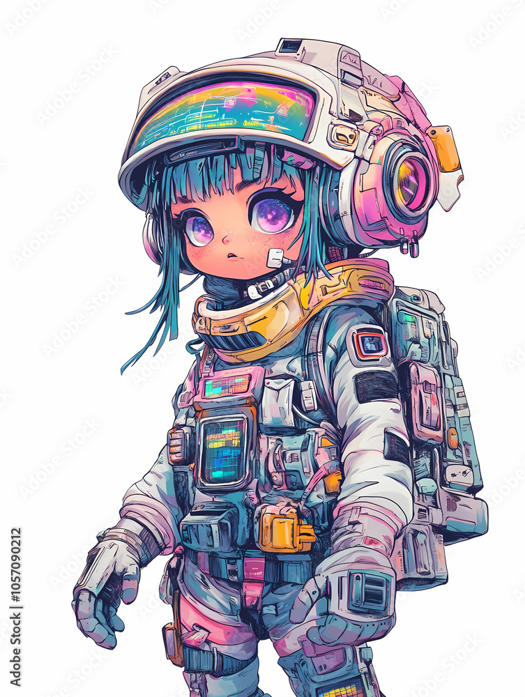 Mystical Yokai Chibi in Solarpunk and Synthwave Style: Anime Illustration Mystical Yokai Chibi in Solarpunk and Synthwave Style: Anime Illustration