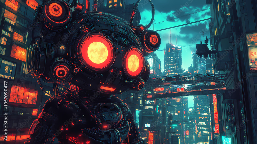 Mystical Yokai Chibi in Solarpunk and Synthwave Style: Anime Illustration Mystical Yokai Chibi in Solarpunk and Synthwave Style: Anime Illustration