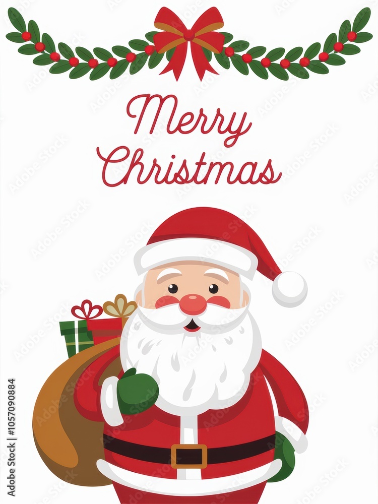 A christmas card with santa claus holding a bag of presents - Concepts A christmas card with santa claus holding a bag of presents - Concepts