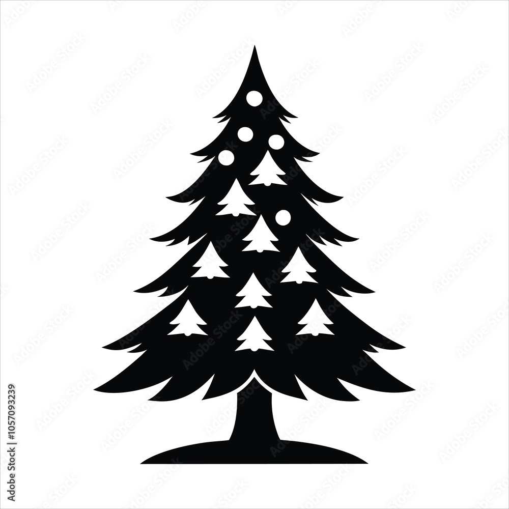 Obraz premium christmas tree lights illustration vector, Christmas Tree Silhouette Clipart Design
