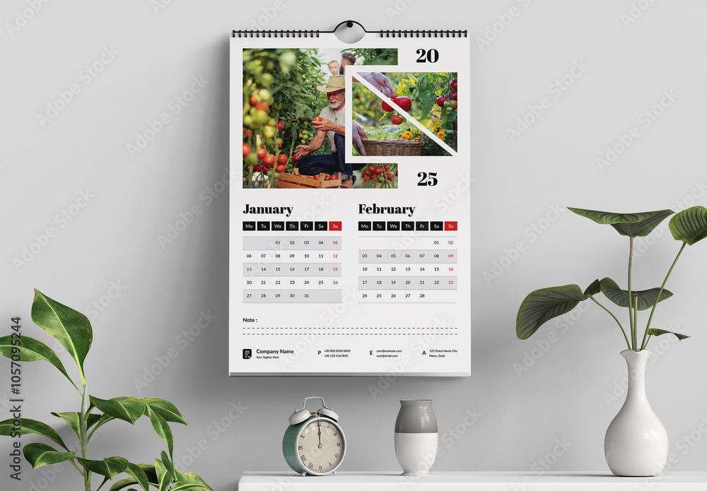 Twelve Months Calendar Template 2025 Stock Template | Adobe Stock
