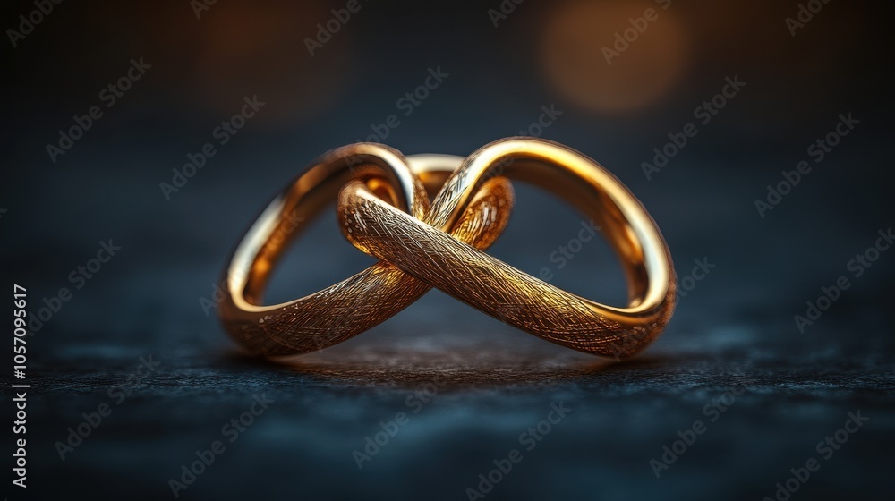 Creative visual of two intertwined rings forming an infinity shape, symbolizing eternal love and connection between individuals. Creative visual of two intertwined rings forming an infinity shape, symbolizing eternal love and connection between individuals.