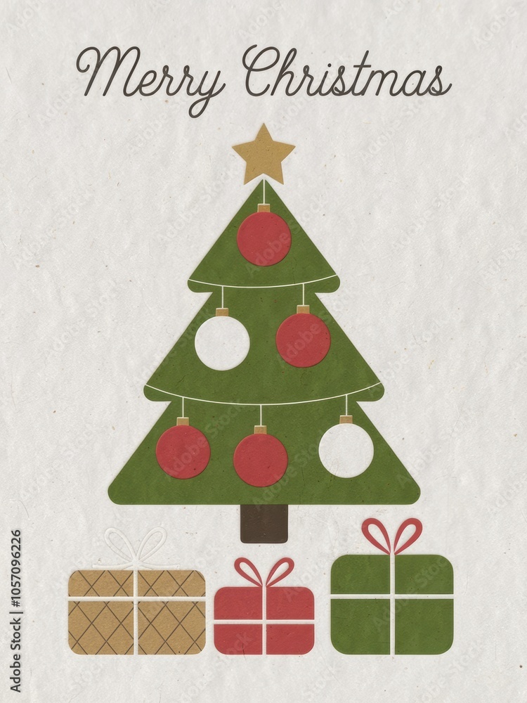 Naklejka premium A christmas card with a tree and presents on it - Concepts