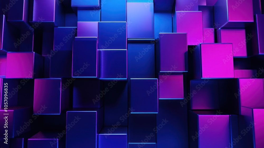 Abstract Blue and Pink 3D Cubes