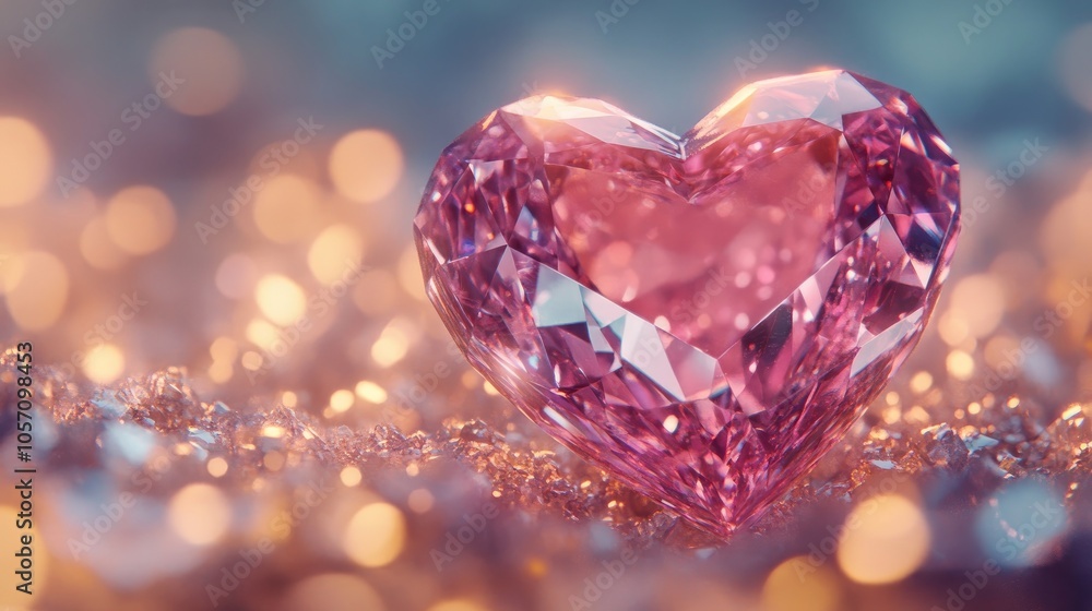 A charming illustration of a glittering heart shaped diamond symbolizing the allure and romance associated with love A charming illustration of a glittering heart shaped diamond symbolizing the allure and romance associated with love